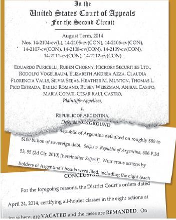 Facsímil de la resolución de la Cámara de Apelaciones norteamericana a favor de la República Argentina.