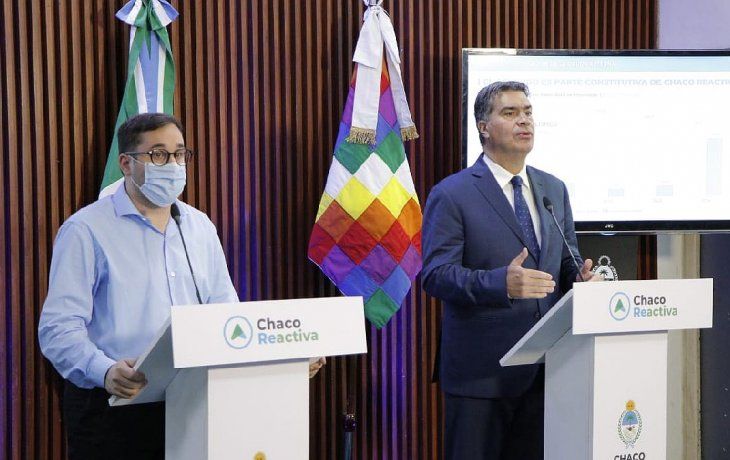 El gobernador de Chaco, Jorge Capitanich, y su ministro de Planificación y Economía, Santiago Pérez Pons.