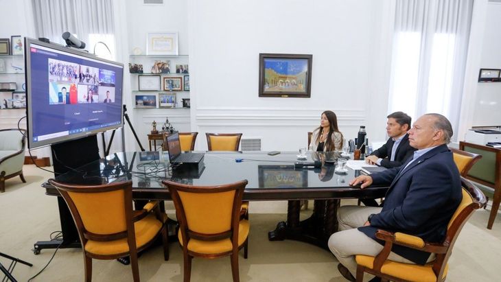 Axel Kicillof estuvo acompa&ntilde;ado por el ministro de Seguridad, Sergio Berni, y la diputada nacional Agustina Propato.&nbsp;