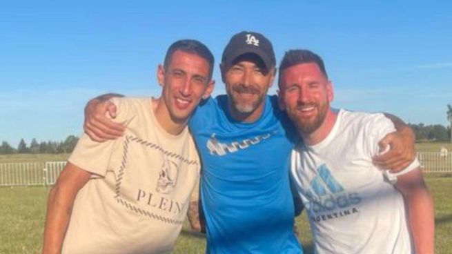 Di María, Kily González y Messi en Rosario. 
