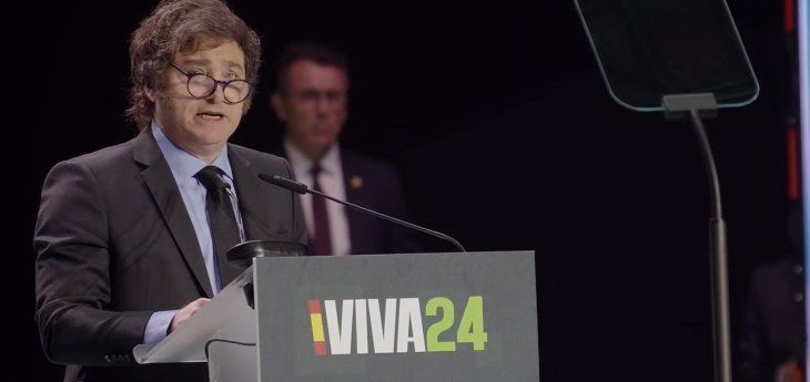 Javier Milei en la cumbre de Vox. Javier Milei en la cumbre de Vox.