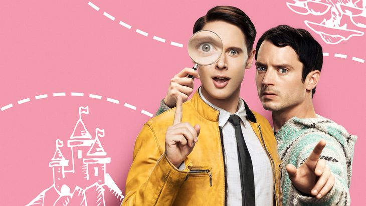Elijah Wood and Samuel Barnett, stars of the Dirk Gently series, available on Netflix. Elijah Wood and Samuel Barnett, stars of the Dirk Gently series, available on Netflix.
