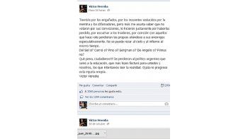 Captura del Facebook de Víctor Heredia.