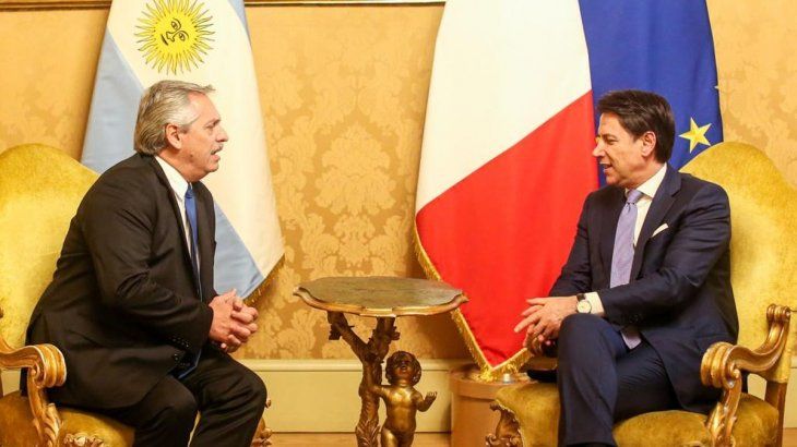 El presidente junto al premier italiano&nbsp;Giuseppe Conte.