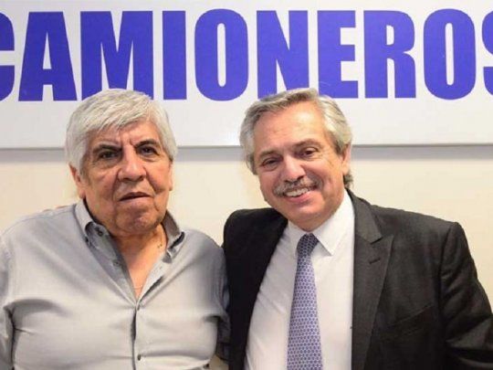 Alberto Ferández y Hugo Moyano en un encuentro en la sede del sindicato de Camioneros antes del inicio de la pandemia.