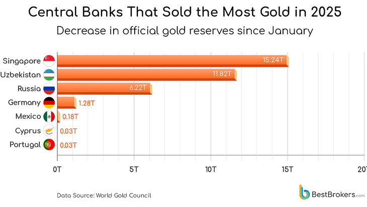 Países con una caída en las reservas de oro en 2025 Países con una caída en las reservas de oro en 2025