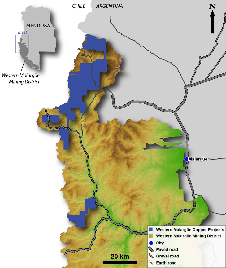 En el distrito cupr&iacute;fero de Malarg&uuml;e Oeste Kobrea posee 73.334 hect&aacute;reas con opci&oacute;n de adquisici&oacute;n del 100%, que re&uacute;ne m&aacute;s de 12 prospectos de p&oacute;rfidos de cobre y cobre-oro, cuenta con acceso por carretera y se ubica estrat&eacute;gicamente a 65 km de Malarg&uuml;e, 245 km de la ciudad de Mendoza y 80 km al sur de la mina chilena El Teniente.