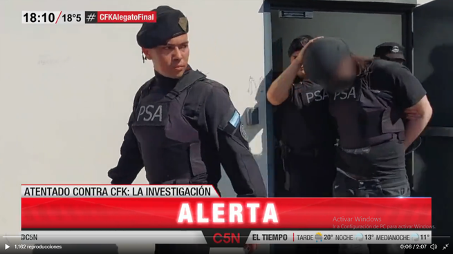 Los detenidos por el atentado a Cristina Kirchner son trasladados a cárceles federales. 