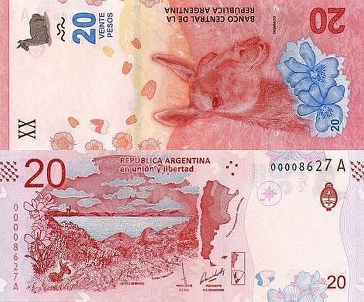 Vista original de los billetes de $20 más recientes, vigentes desde el 2017.