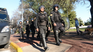 The city police during the eviction operation of the Manteros.