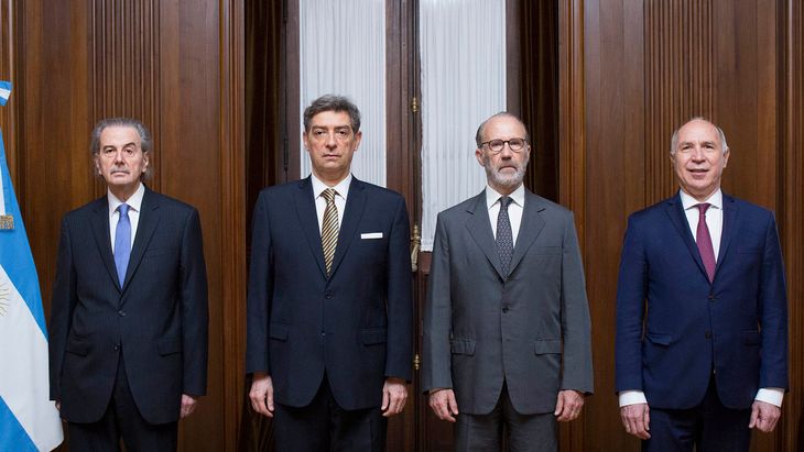 Juan Carlos Maqueda, Horacio Rosatti, Carlos Ronsenkrantz y Ricardo Lorenzetti, miembros de la Corte Suprema.