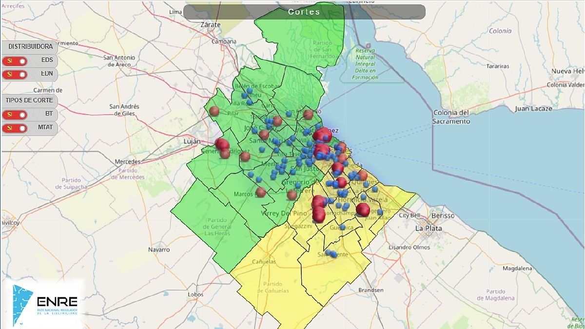 Mapa De Cortes De Luz En El AMBA