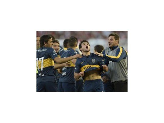 Lodeiro grita con el alma su gol en el Superclásico.