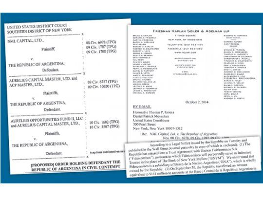 Buitres piden ya al juez multas contra Argentina