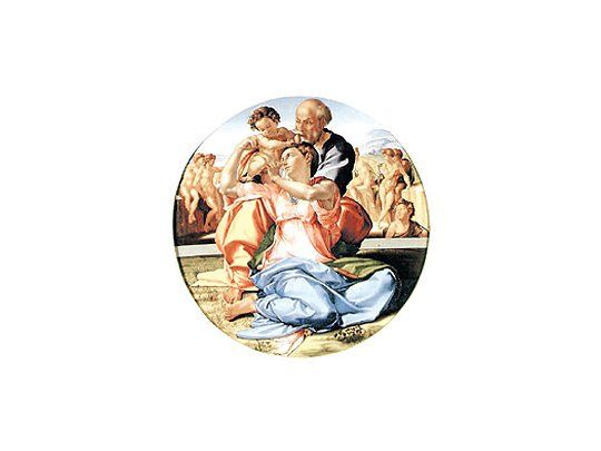 «Tondo Doni» (1503), la primera pintura que se conoce deMiguel Angel, artista irrepetible de quien hoy sólo aparecenen el mercado dibujos acuarelados de pequeñas dimensiones.