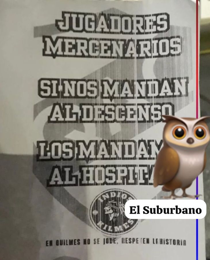 The message of the fans towards the players. The message of the fans towards the players.