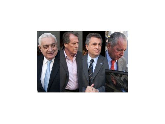 El presidente de la Bolsa, Adelmo Gabbi; el titular de ADEBA, Jorge Brito; el presidente de la SRA, Luis Etchevere; y el vice de UIA, Daniel, Funes de Rioja (archivo).
