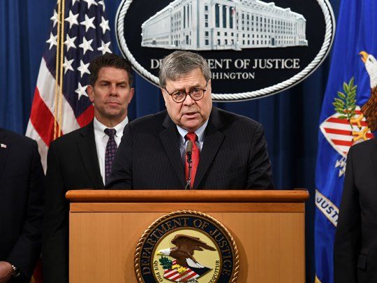 El fiscal general de EEUU, William Barr, anunci&oacute; los cargos por el hackeo a Equifax en 2017.