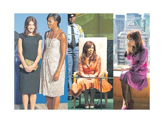 Aunque vistió llamativa, Cristina de Kirchner no logró acertar en el look. En cambio, Michelle Obama y Carla Bruni se mostraron elegantes y femeninas.