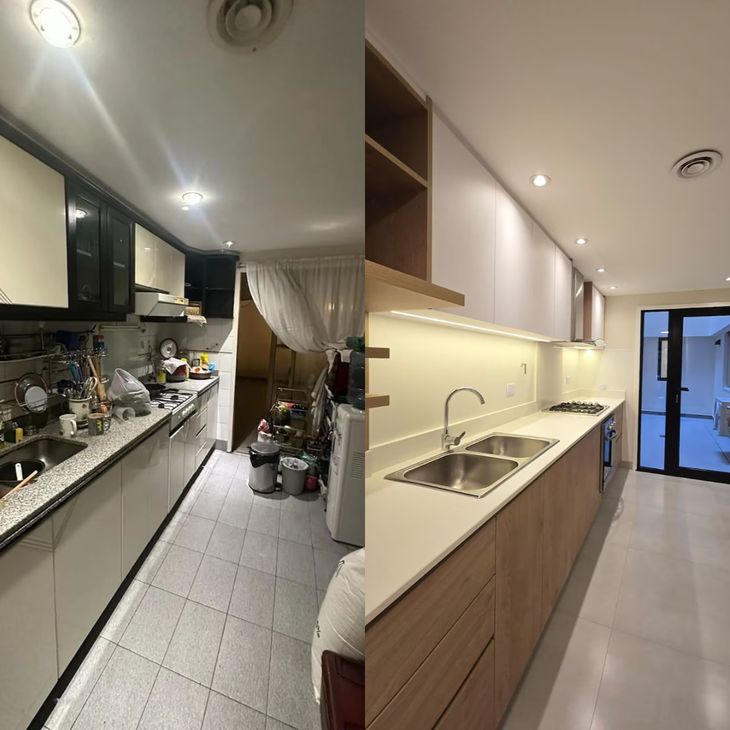 La transformación de la cocina quedó incorporada al expediente como parte de las obras que la Justicia busca valuar para determinar quién afrontó la refacción del inmueble. La transformación de la cocina quedó incorporada al expediente como parte de las obras que la Justicia busca valuar para determinar quién afrontó la refacción del inmueble.