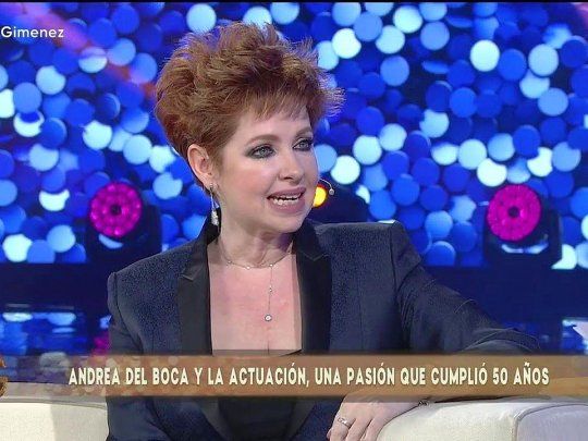 Andrea del Boca en el living del programa de televisión de Susana Giménez.&nbsp;