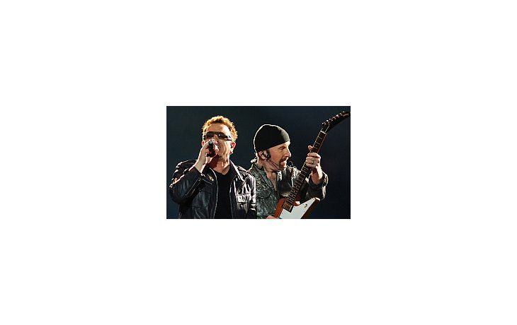 Bono y The Edge en el recital de Santiago.