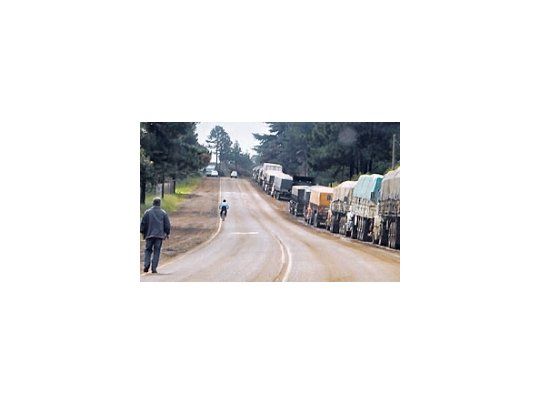 La fila de camiones supera los 7 kilómetros en la localidad de Bernardo de Irigoyen, Misiones.