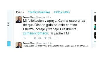 Franco Macri felicitó a su hijo: Que Dios te guíe en este camino