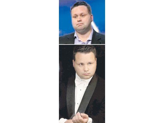 Antes ydespués: abajo, PaulPotts cuandose presentóal concursode TV. Allado,transformadopor lasoperacionesde imagen.