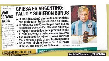ámbito.com | Como en 2010, Thomas Griesa demostró que, para  bien o para mal, es coherente con sus fallos. El 26  de abril de ese año, el juez de Nueva York avaló la propuesta de canje de la Argentina y le permitió avanzar con el proceso. Antes, en 2005, no había acep