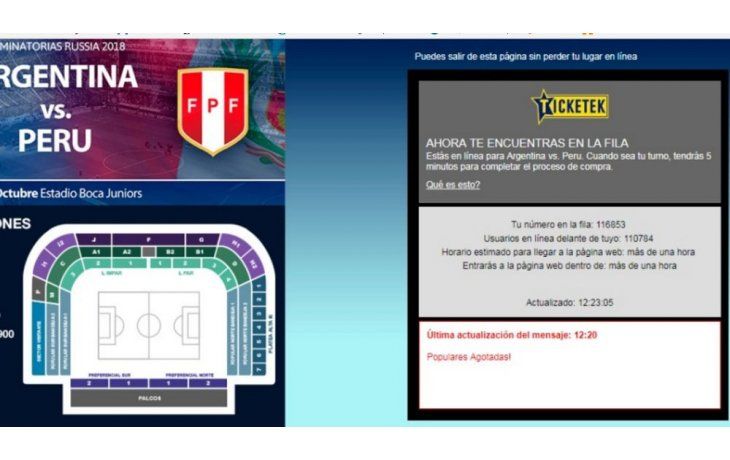 La venta de populares comenzó a las 12 y 20 minutos más tarde se agotaron.