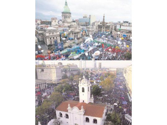 Cruce de plazas: este año el kirchnerismo se reunió en la de Congreso para el último mensaje de Cristina de Kirchner ante la Asamblea Legislativa. Esta vez  se reunirá allí Cambiemos y Cristina tendrá plaza mañana.
