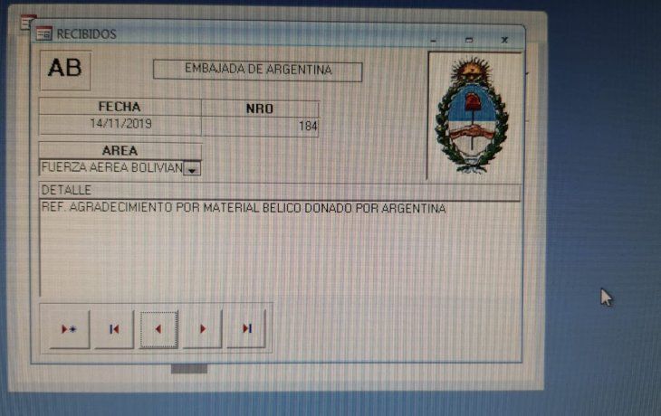 armas a bolivia: el registro que prueba el ingreso de la carta a la embajada argentina