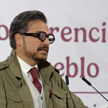 Zoé Robledo en la Mañanera de este martes. Zoé Robledo en la Mañanera de este martes.