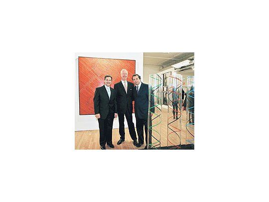 Los argentinos Diego Costa Peuser, Alejandro Zaia y Mauro Herlitzka, organizadores dePinta, la primera feria de arte latinoamericano que se está realizando en Nueva York.