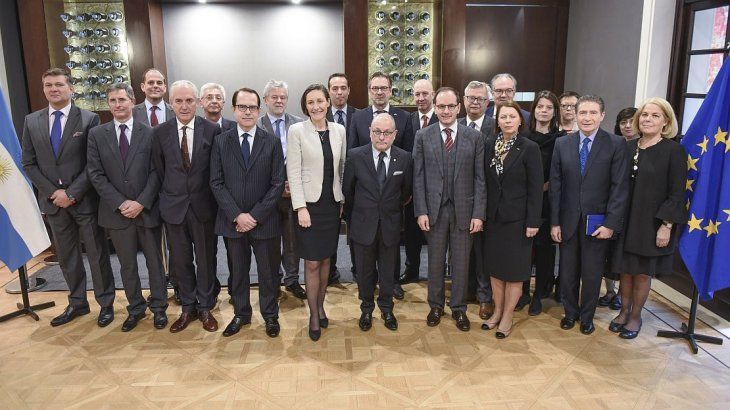 Una de las reuniones entre el canciller Faurie y los jefes de misión de la UE en 2018, con el acuerdo como tema principal.