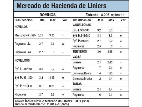 Escaso ingreso de animales a Liniers