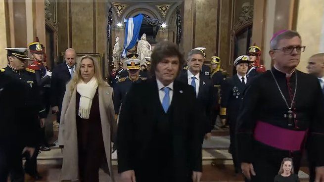 Milei, en el Tedeum de ayer en la Catedral.
