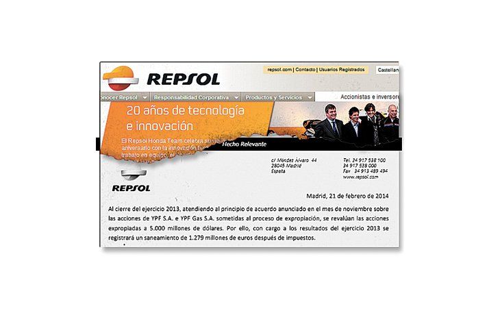 ámbito.com | Los integrantes del consejo de administración de Repsol recibieron el viernes el escueto memo con el temario que analizarán mañana: la propuesta de u$s 5.000 millones en bonos por el pago de YPF  y el resultado 2013.