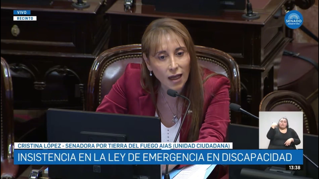 La senadora fueguina Cristina López