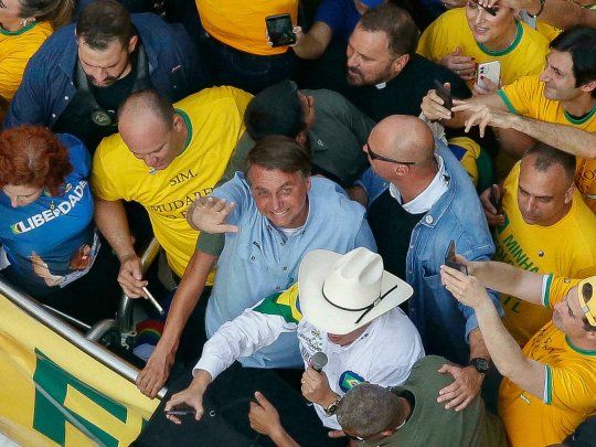 El presidente de Brasil, Jair Bolsonaro, durante un acto en San Pablo.