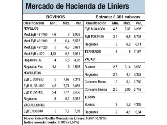 El stock hizo caer al novillo