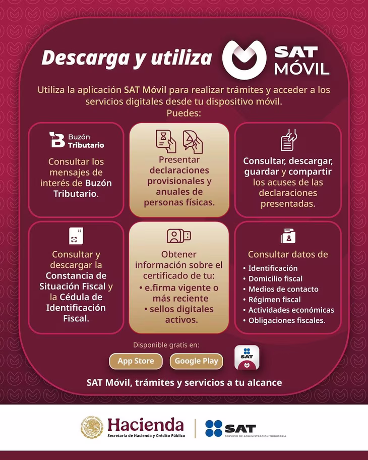 Seguridad y SAT Móvil. El acceso a información sensible se protege bajo los estándares de encriptación de la institución. Seguridad y SAT Móvil. El acceso a información sensible se protege bajo los estándares de encriptación de la institución.