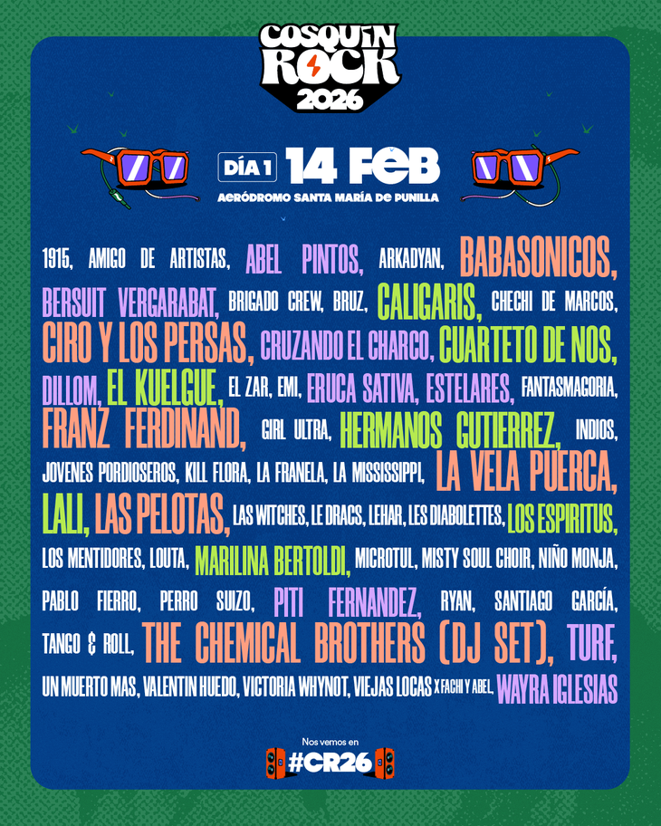 Cosquín Rock 2026: The grid was confirmed per Festival day