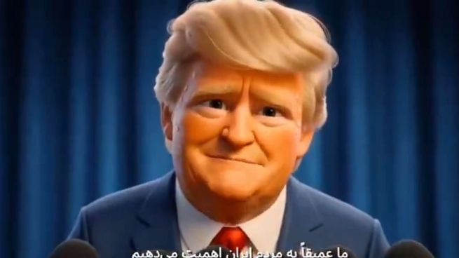 El video difundido por la embajada iraní en La Haya utiliza una estética inspirada en Inside Out para caricaturizar a Donald Trump.