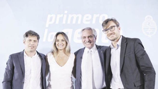 Contexto. Axel Kicillof participó junto al presidente Alberto Fernández, del acto de inauguración del Colector Cloacal Morón Sur. Participaron también la titular de AySA, Malena Galmarini, y el intendente local, Lucas Ghi.