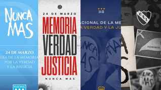 Los distintos clubes de fútbol se pronunciaron en el Día de la Memoria para reclamar Verdad y Justicia.