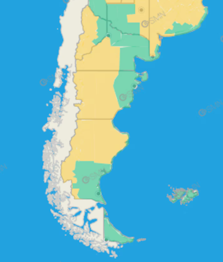 Las áreas en alerta amarilla se verán afectadas por tormentas fuertes, algunas localmente severas Las áreas en alerta amarilla se verán afectadas por tormentas fuertes, algunas localmente severas