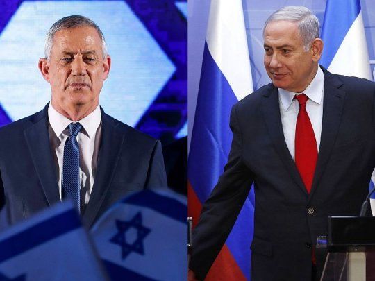 Benny Gantz (izq.)&nbsp;supera al Likud de&nbsp;Benyamin Netanyahu por una banca.