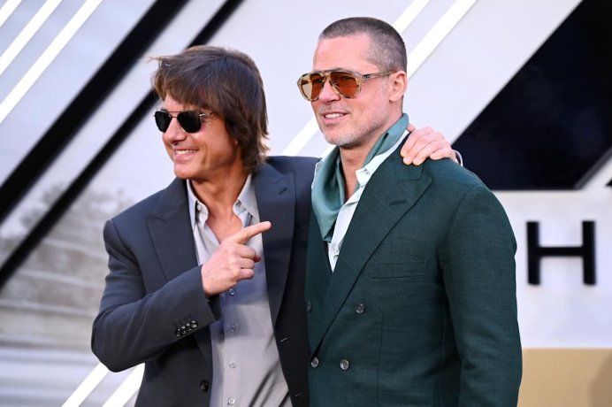Tom Cruise y Brad Pitt en la presentación de F1 en Londres.